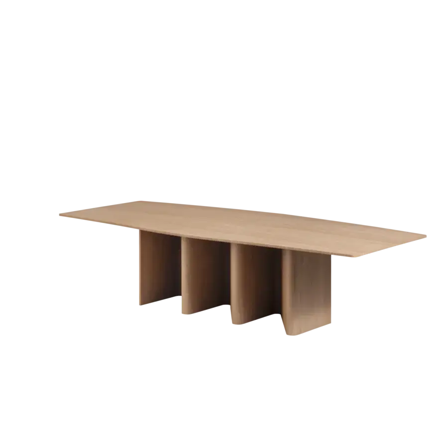 Exceptional Miniforms Nami table crafted with sinuous bent wood and a natural light wood tabletop