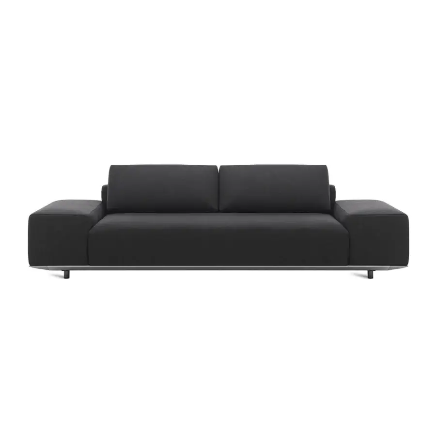 Superior Horm Billie sofa with ecological aluminum frame upholstered in dark gray textile exhibiting Italian tailoring craftsmanship