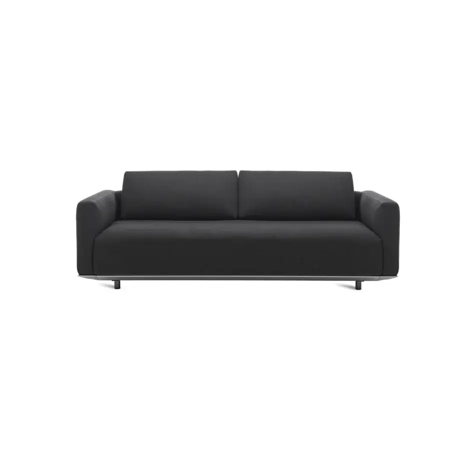 Distinguished Horm Billie sofa with a light ecological aluminum frame upholstered in dark gray textile with matte finish