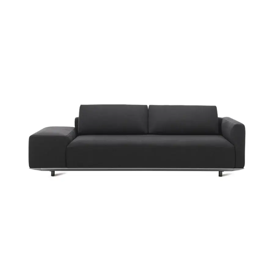 Exceptional Horm Billie sofa crafted with dark gray textile upholstery and a silver ecological aluminum frame
