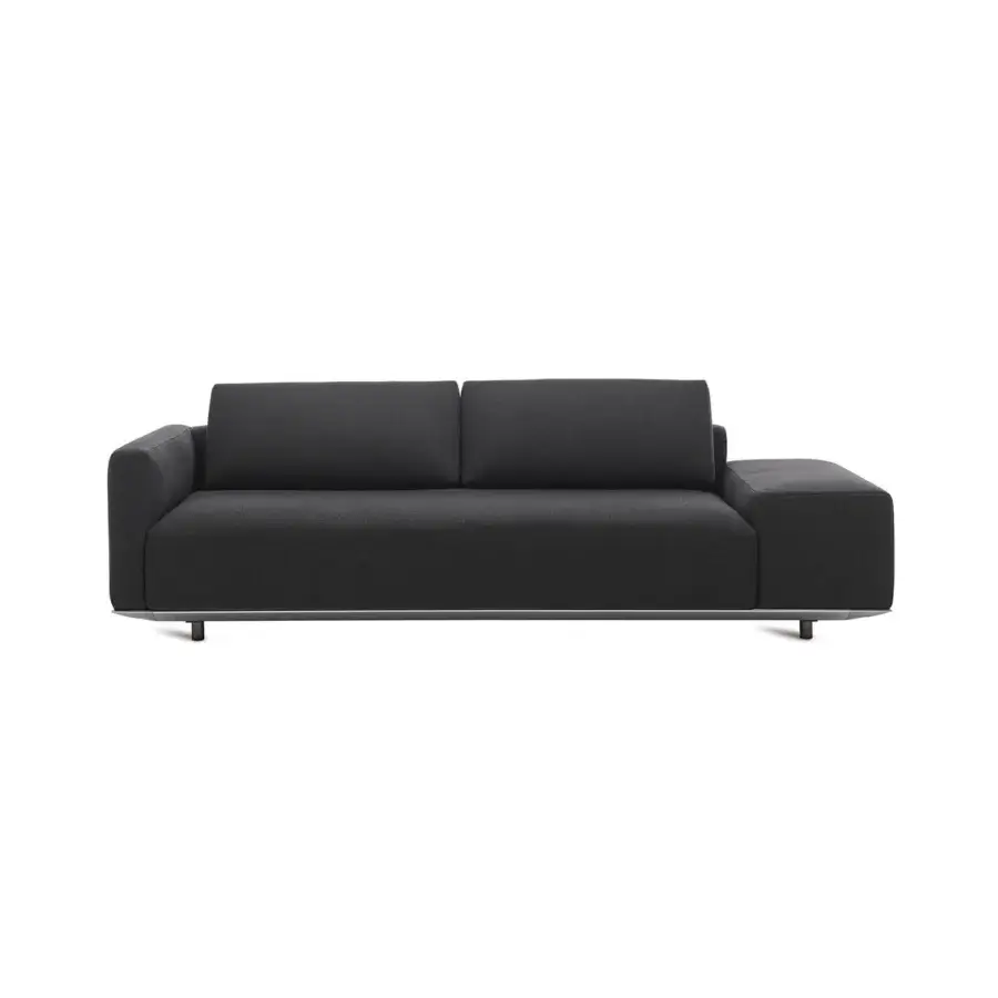 Distinguished Horm Billie sofa with a light ecological aluminum frame upholstered in dark textile with a matte finish