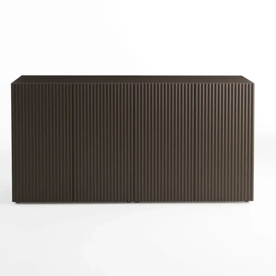 Luxury Horm Leon sideboard with a monochrome lacquered finish and striking optical effect from vertical ridges
