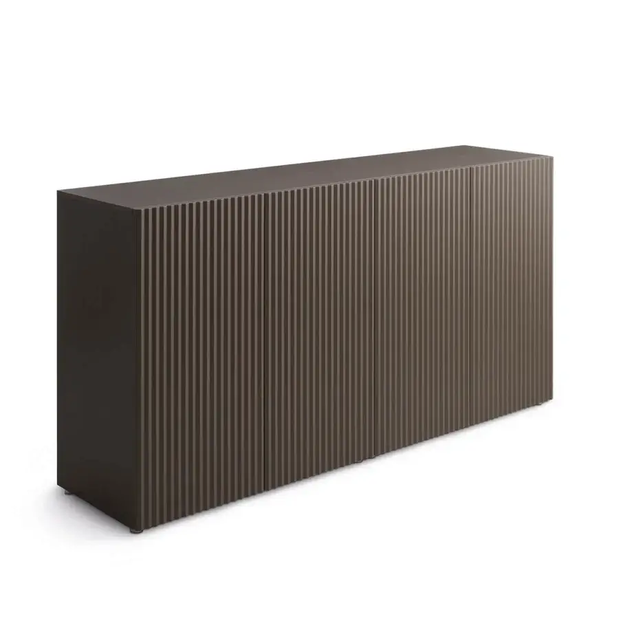 Avant-garde Horm Leon sideboard with a lacquered finish displaying transforming multi-colored stripes when viewed from different angles