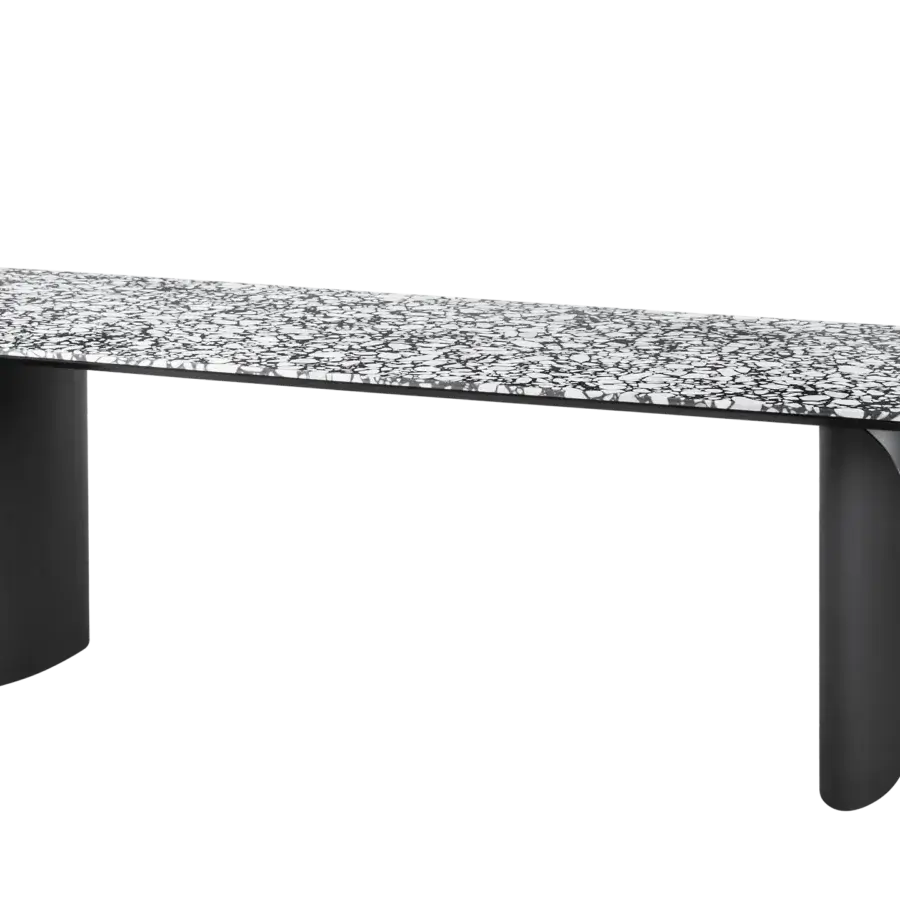 Superior Miniforms Barry table with a light terrazzo top and smooth matte black base crafted in Italy