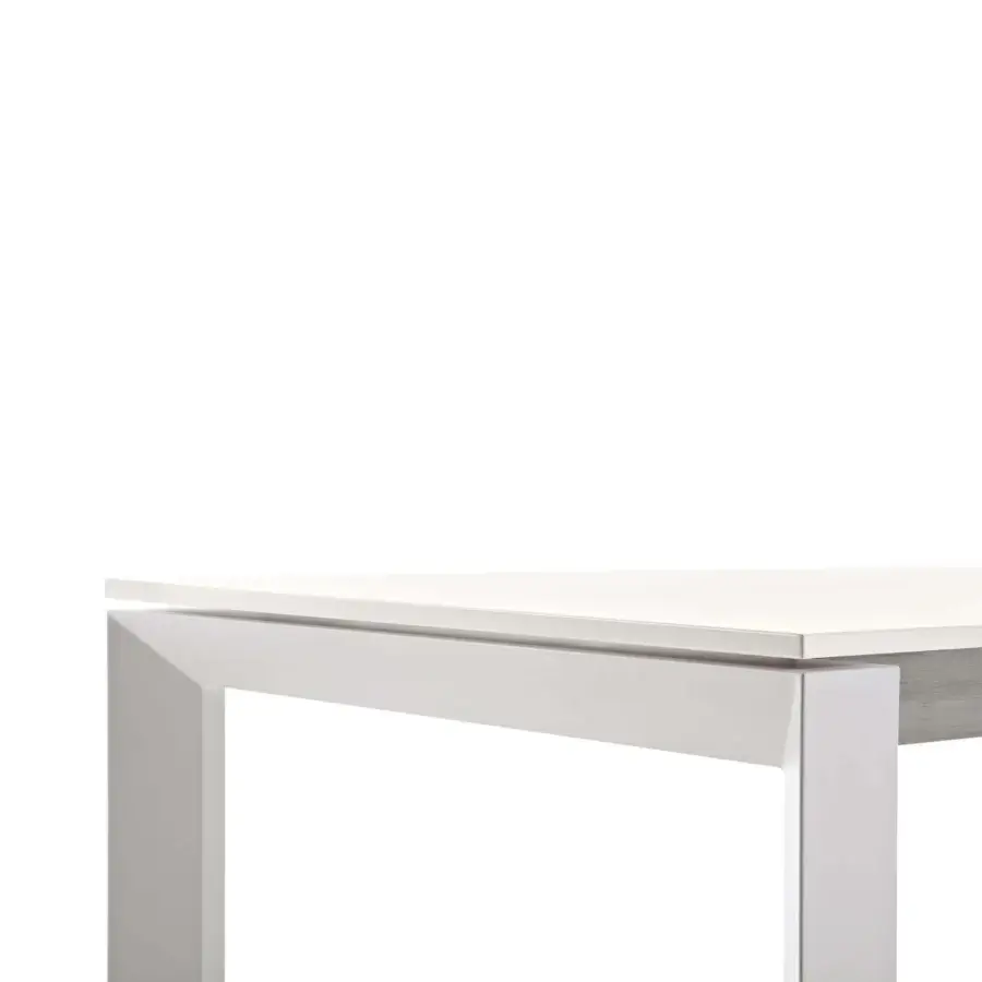 Captivating Varaschin Dolmen table with a rectangular white HPL top and powder-coated aluminum frame crafted in Italy