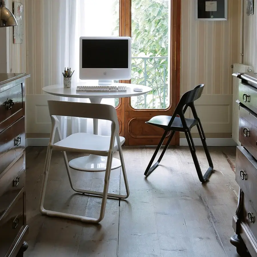 Superior Casamania Bek chair crafted in Italy with injection-reinforced fiberglass and a clean matte white finish