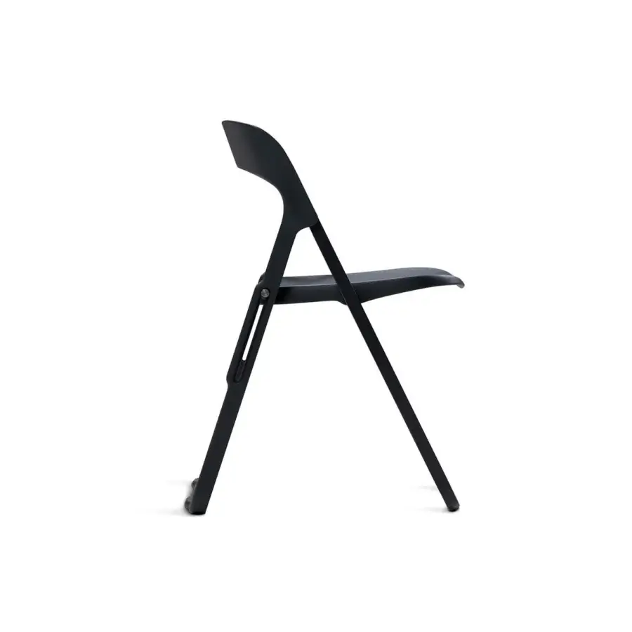 Innovative Casamania Bek chair in sleek black with injection-reinforced fiberglass and smooth sliding supports