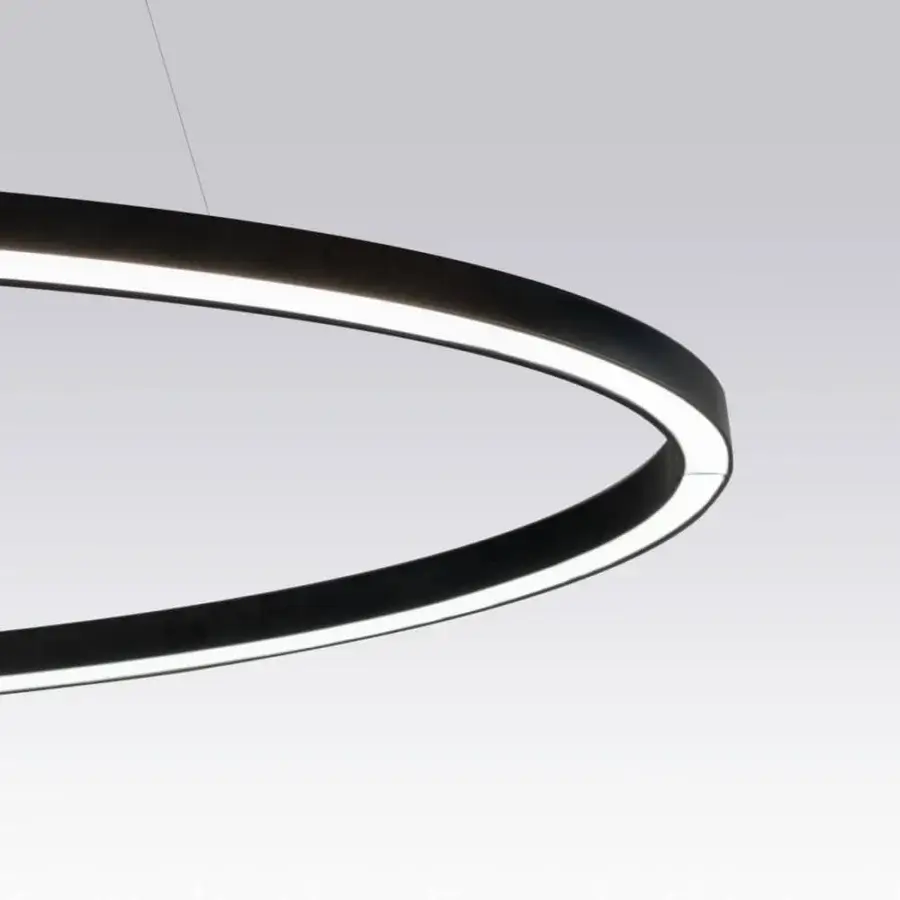 Distinguished Nemo Ellisse suspension lamp with elliptical silhouette crafted in dark matte metal housing diffused white light
