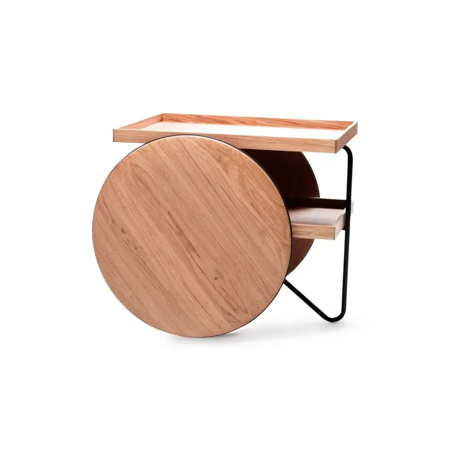 Superior Casamania Chariot bar cart with light-toned wood trays and a black metal frame crafted in Italy