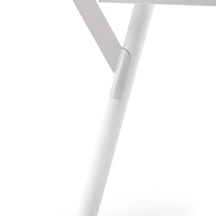Superior Varaschin Link table crafted in Italy with a stone-like top and matte finish, supported by a white painted aluminum frame