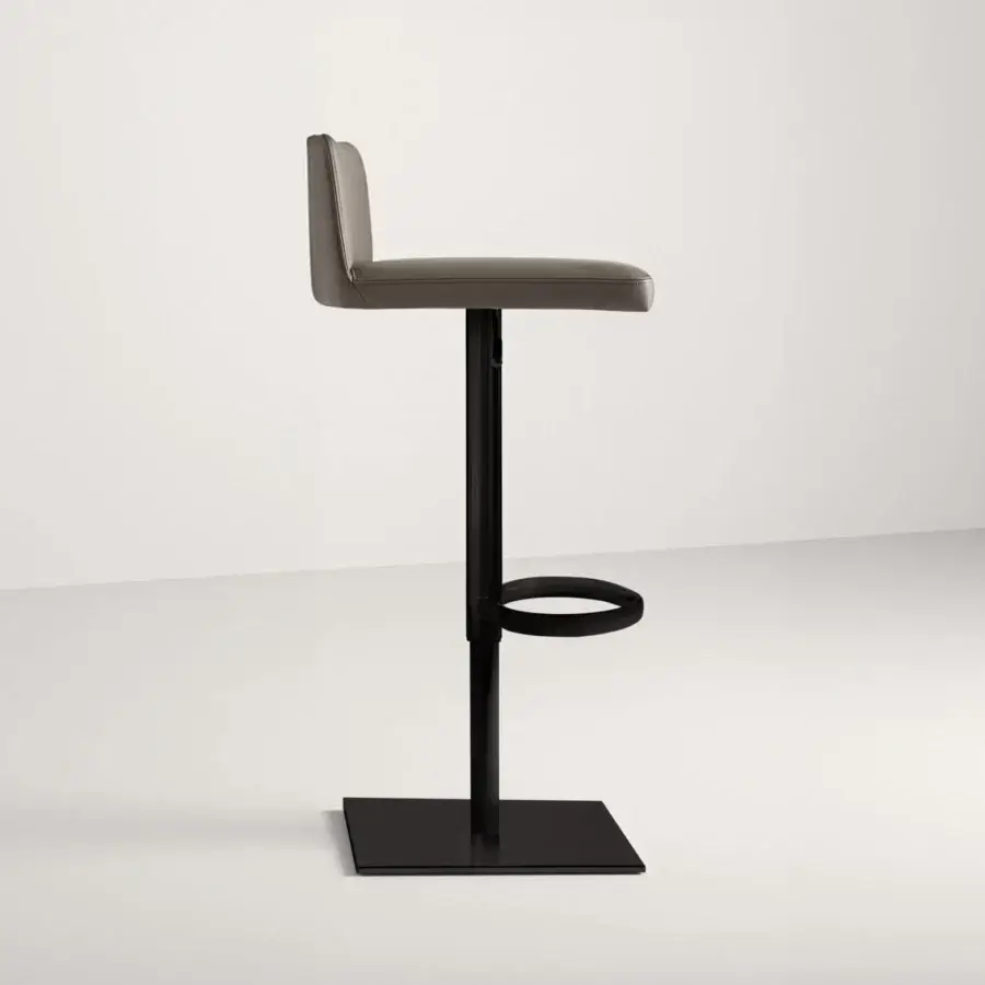Elegant Frag Bella stool with light grayish-brown synthetic leather and dark gray matte metal base