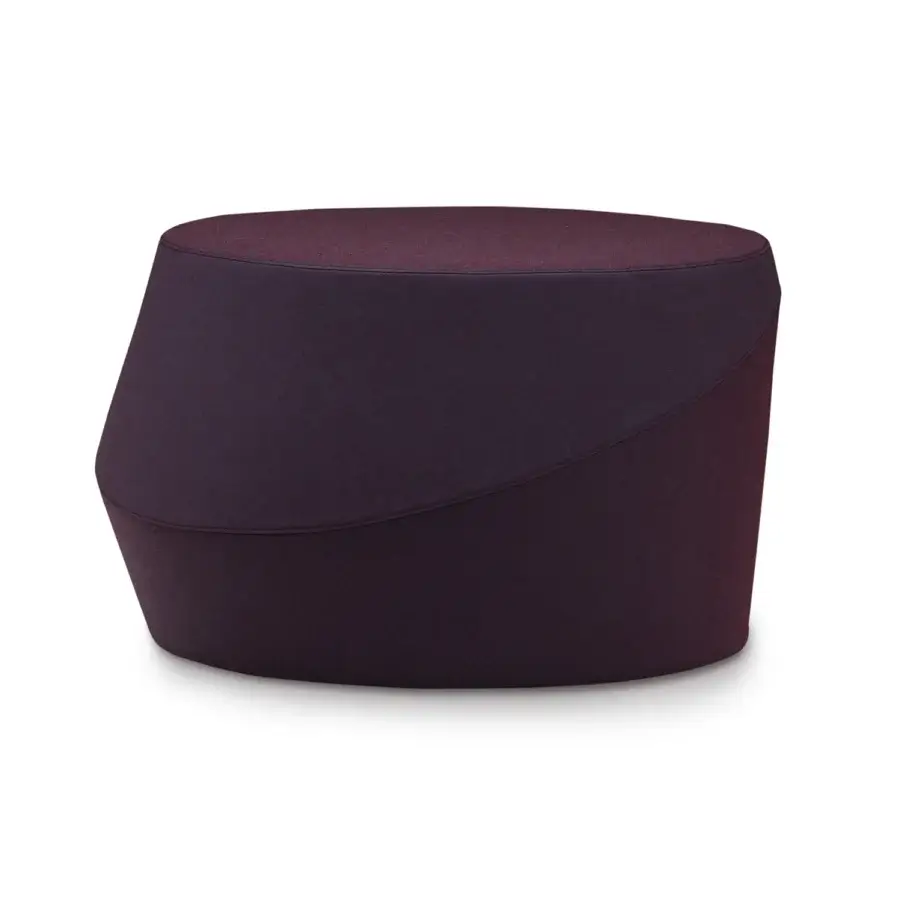 Exceptional Casamania Giro ottoman presents a contemporary form upholstered in deep purple premium fabric with matte finish