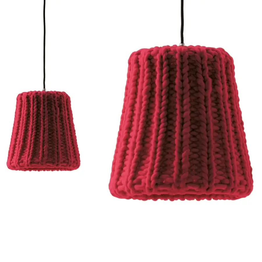 Exceptional Casamania Granny suspension crafted in deep red wool with a vertically ribbed, cozy surface