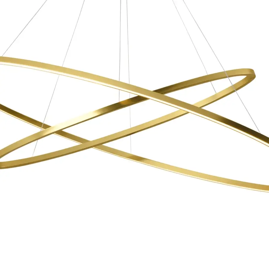 Distinguished Nemo Ellisse Double suspension lamp with intersecting elliptical rings in gold colored metal and sleek finish
