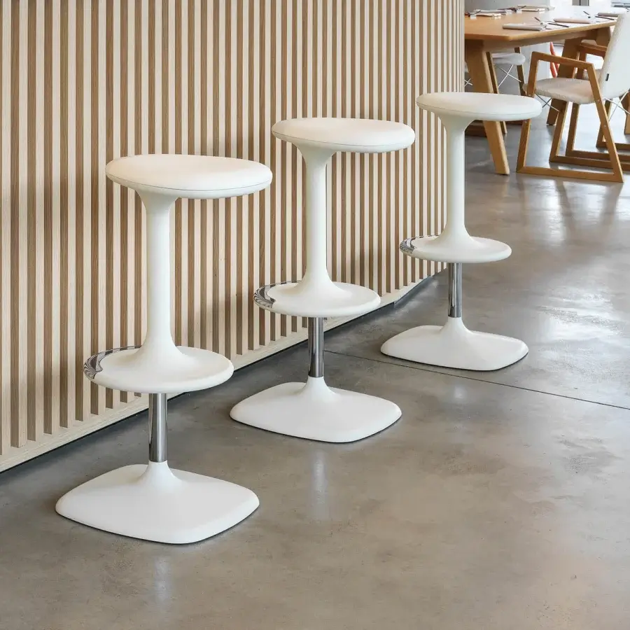 Distinguished Casamania Kant stool crafted from recyclable reinforced polypropylene with a uniform white matte finish and cantilevered construction