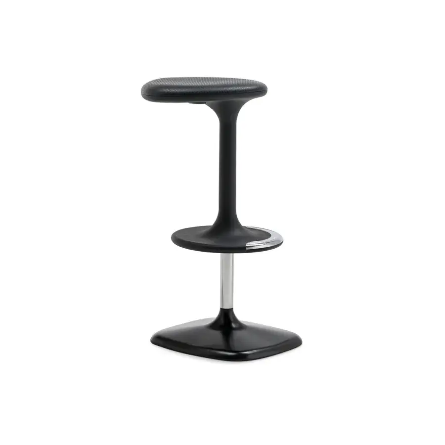 Distinguished Casamania Kant stool in black recyclable reinforced polypropylene with a silver die-cast aluminum gas lift