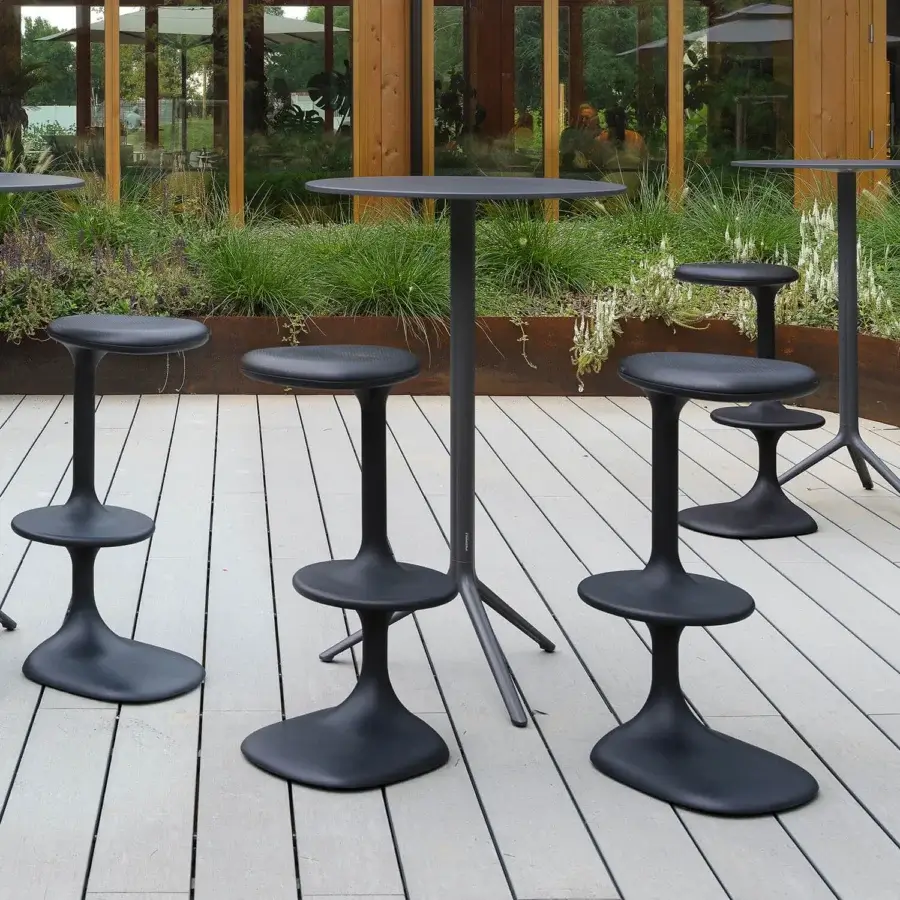 Exceptional Casamania Kant stool crafted in dark gray recyclable reinforced polypropylene with a matte finish
