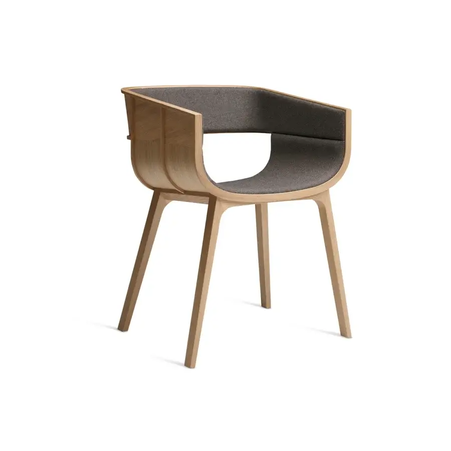 Distinguished Casamania Maritime armchair crafted in solid oak with dark gray textile and light wood finish
