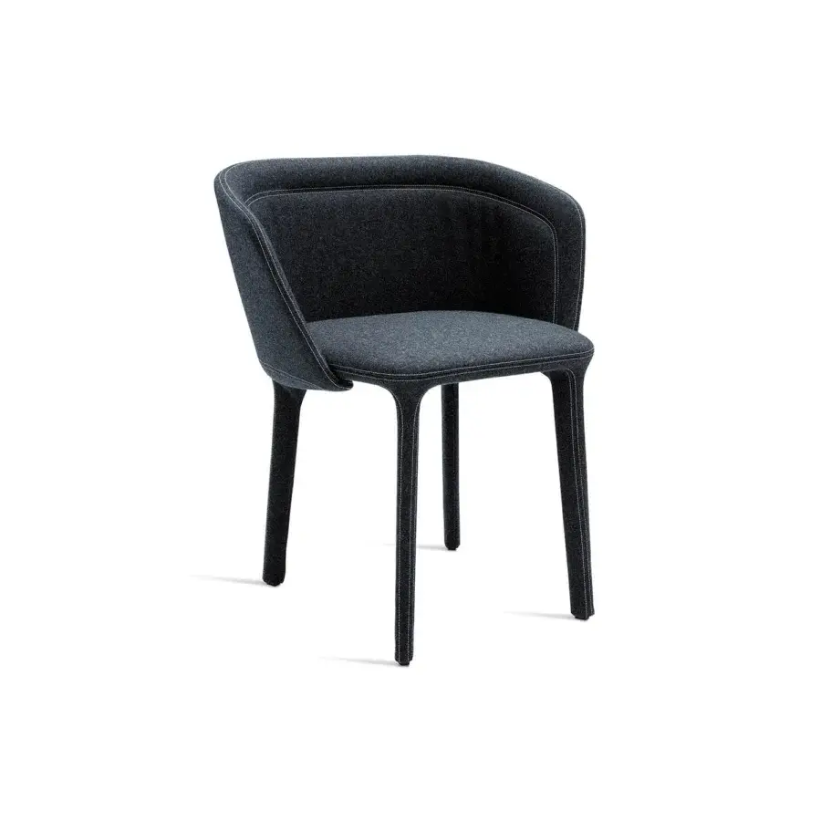 Superior Casamania Lepel armchair fully upholstered in dark gray fabric with a matte finish and visible stitching