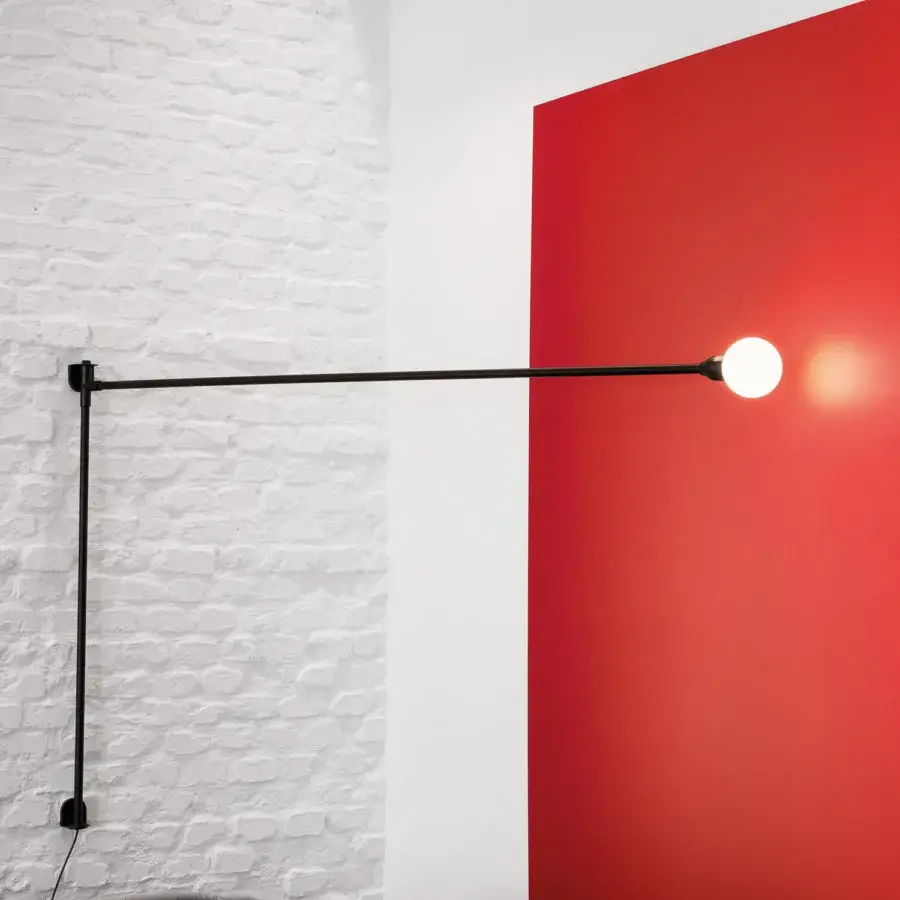 Exceptional Nemo Lighting Potence Pivotante wall lamp exhibits a matte black finish with a long swiveling steel arm crafted in Italy