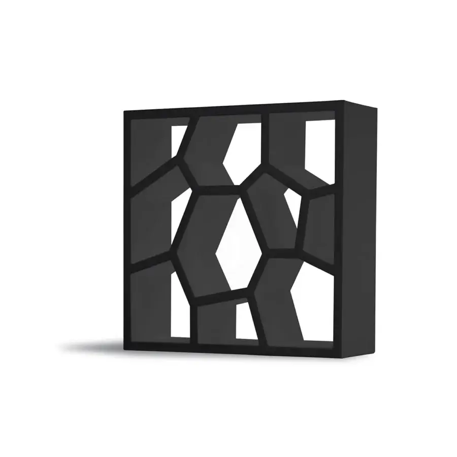 Exceptional Casamania Opus Incertum bookcase built in expanded polypropylene with a matte dark gray finish and interconnected polygonal shapes