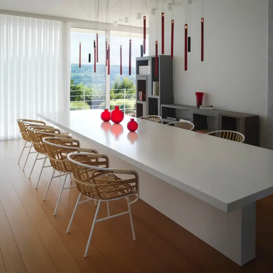 Exceptional Casamania Raphia armchair crafted with woven raphia and a matte white metal frame in Italy