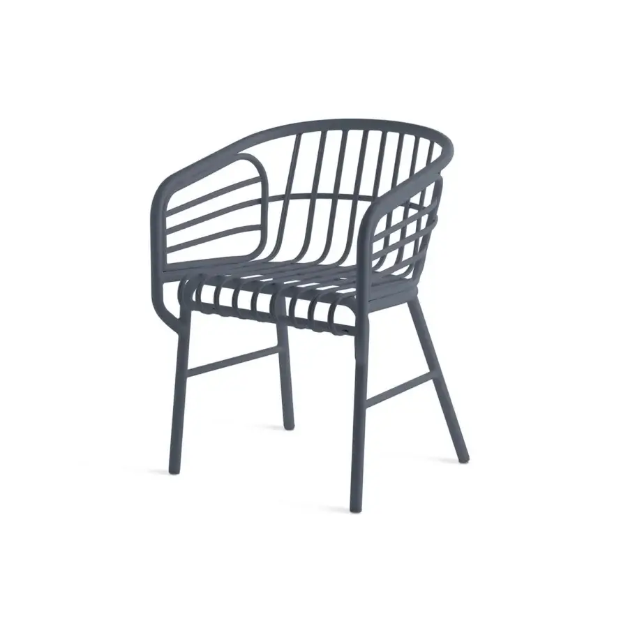 Superior Casamania Raphia armchair crafted in painted aluminum with curved silhouette and matte gray finish