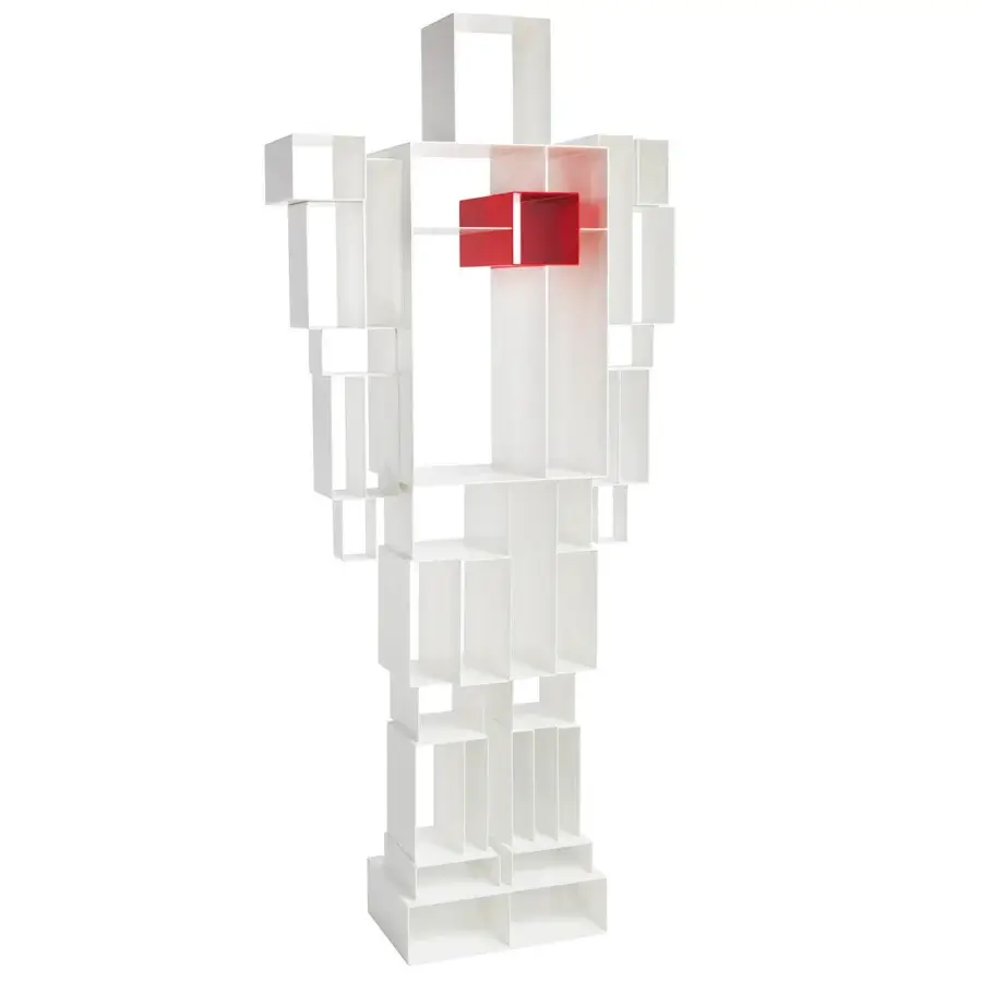Superior Casamania Robox bookcase built in white with a vibrant red heart offering minimalist storage