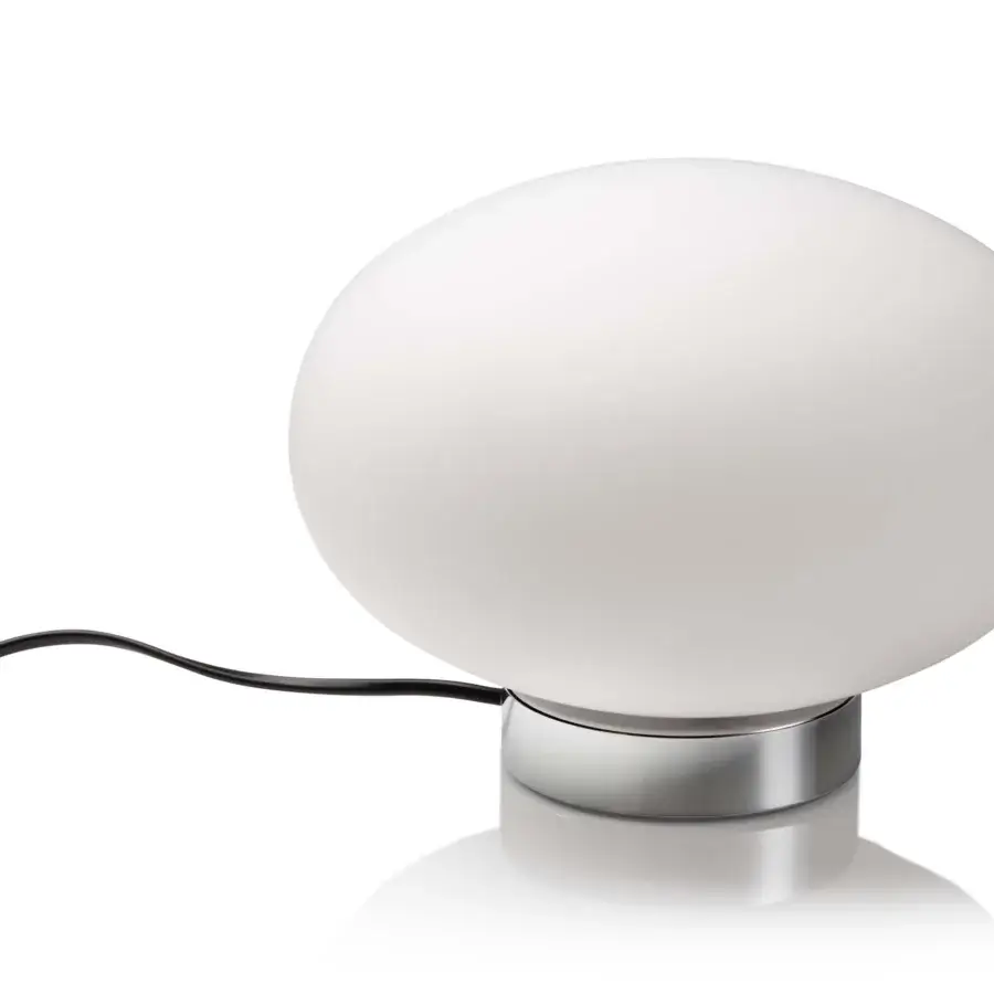Distinguished Nemo Lighting Maga lamp with elliptical opal blown glass and glossy cylindrical metal base