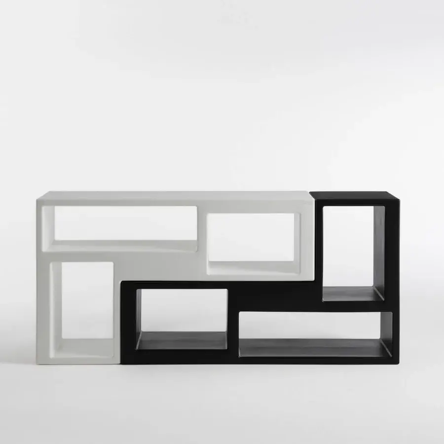 Distinguished Casamania Urban Bookcase shelving crafted in solid polyethylene with stark white and black sections