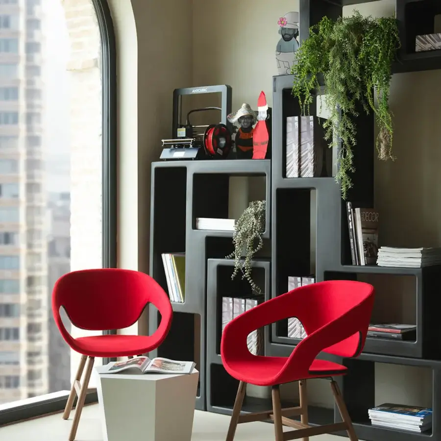 Exceptional Casamania Urban Bookcase shelving built in matte dark gray polyethylene with interconnected rectangular modules
