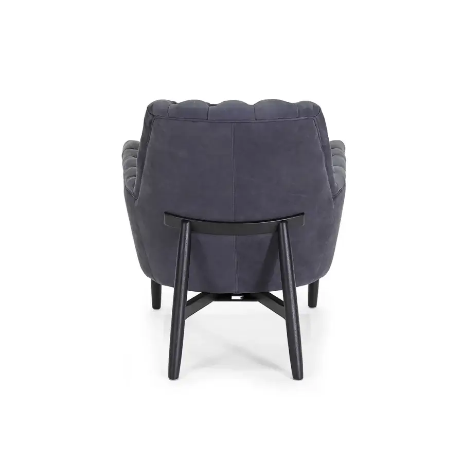 Superior Borzalino Eve Capitonnè lounge chair with dark gray textile and lacquered black oak base