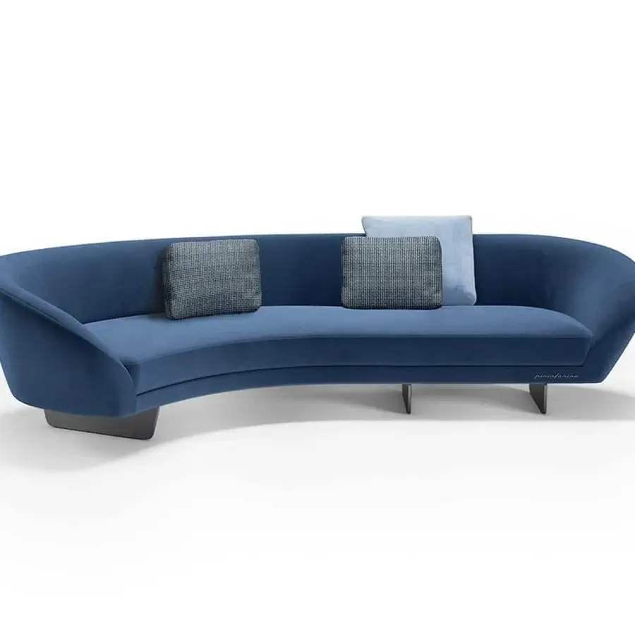 Superior Reflex Segno sofa lounge with matte blue textile upholstery and bronze finished metal legs