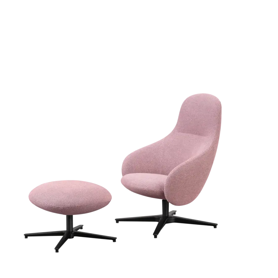 Elegant Miniforms Nebula Alu lounge chair with woven pink textile and sleek aluminum base