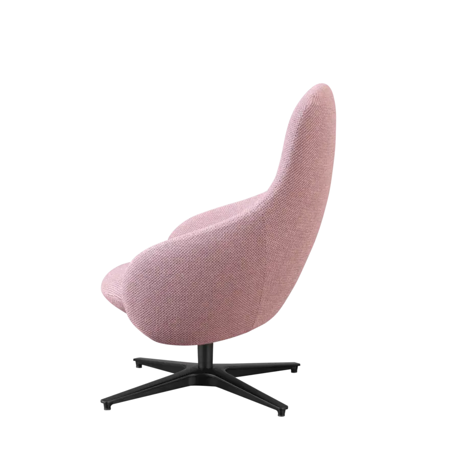 Distinguished Miniforms Nebula Alu lounge chair in textured pink textile with sleek black aluminum star base