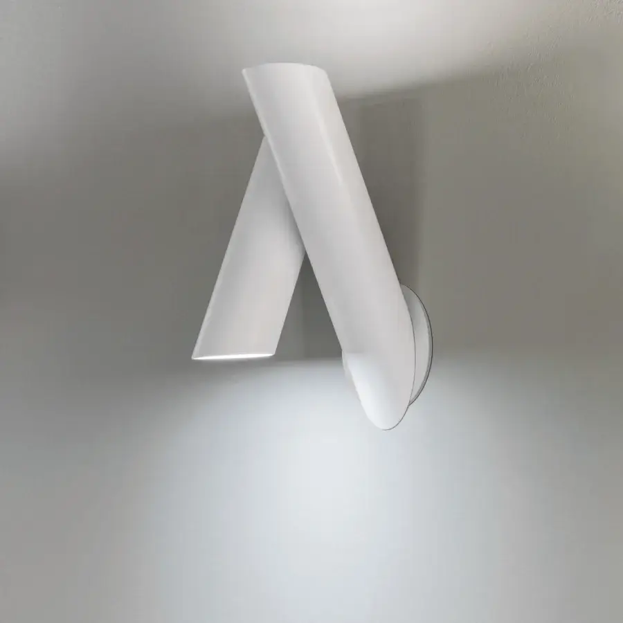 Distinguished Nemo Tubes Wall Lamp crafted in aluminum with a smooth matte white finish and rotating design