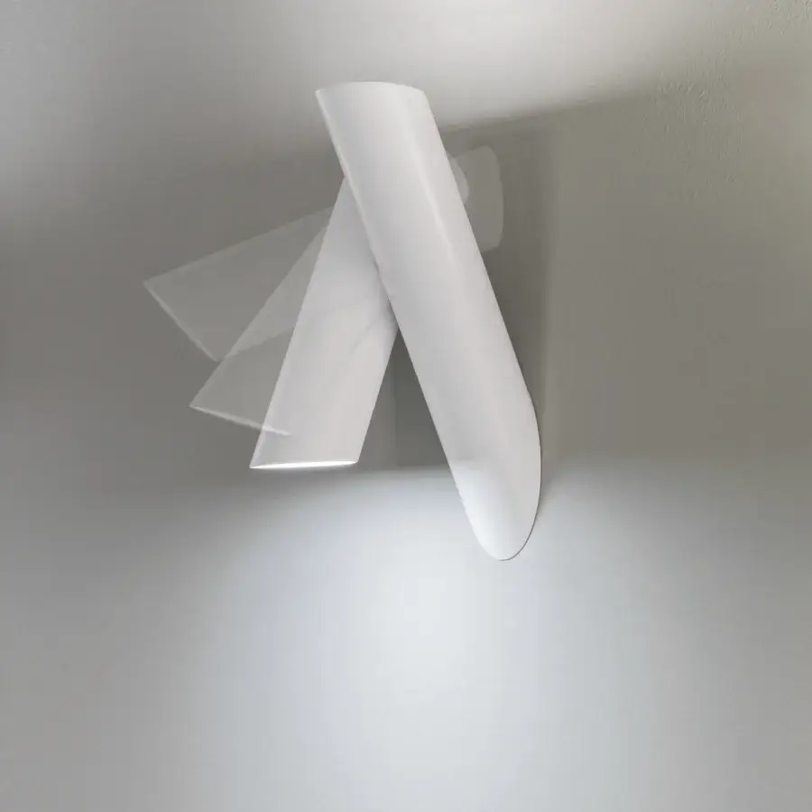 Exceptional Nemo Tubes Wall Lamp crafted in aluminum with a minimalist white finish and curved form