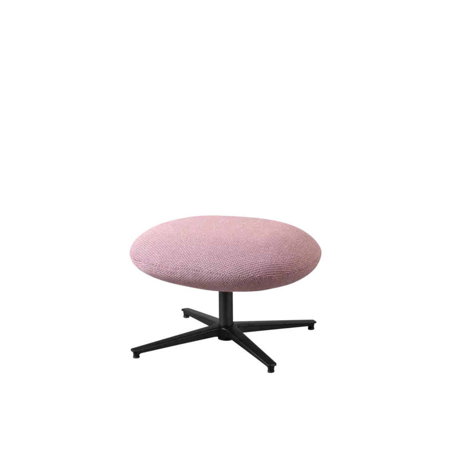 Innovative Miniforms Nebula Alu lounge chair in light pink textured textile with a matte black aluminum base