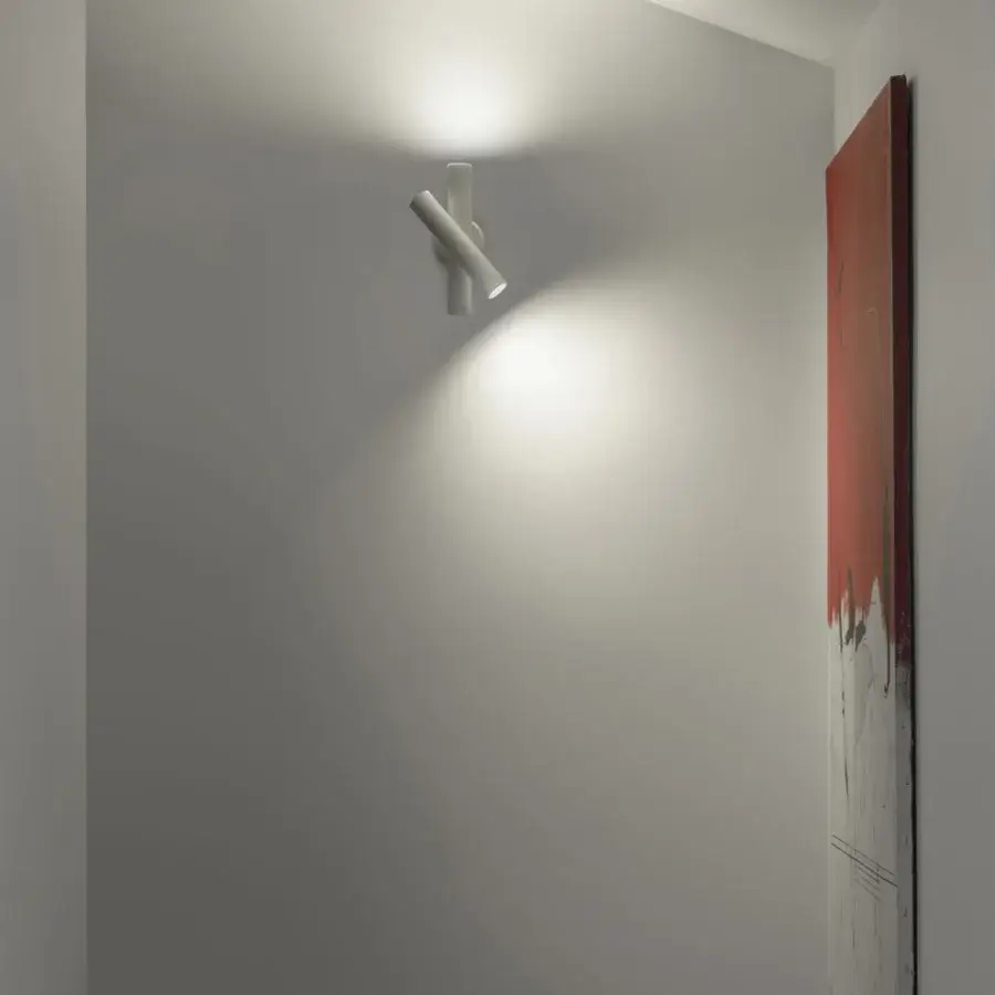 Distinguished Nemo Tubes Wall Lamp crafted in aluminum with a matte white finish and rotating body