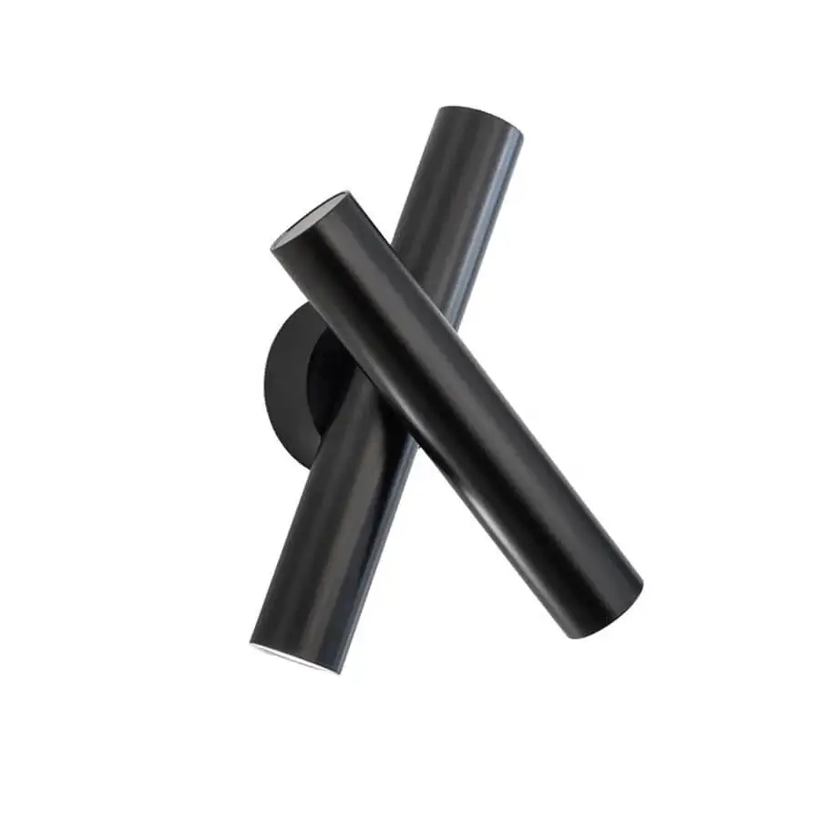 Exclusive Nemo Tubes Wall Lamp crafted in aluminum with a sleek black finish allowing redirected light