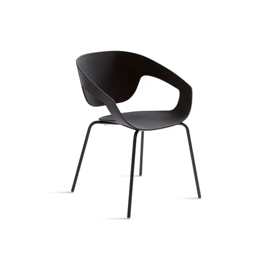 Distinguished Casamania Vad armchair with organically curved form and dark matte polypropylene shell built with slender metal legs