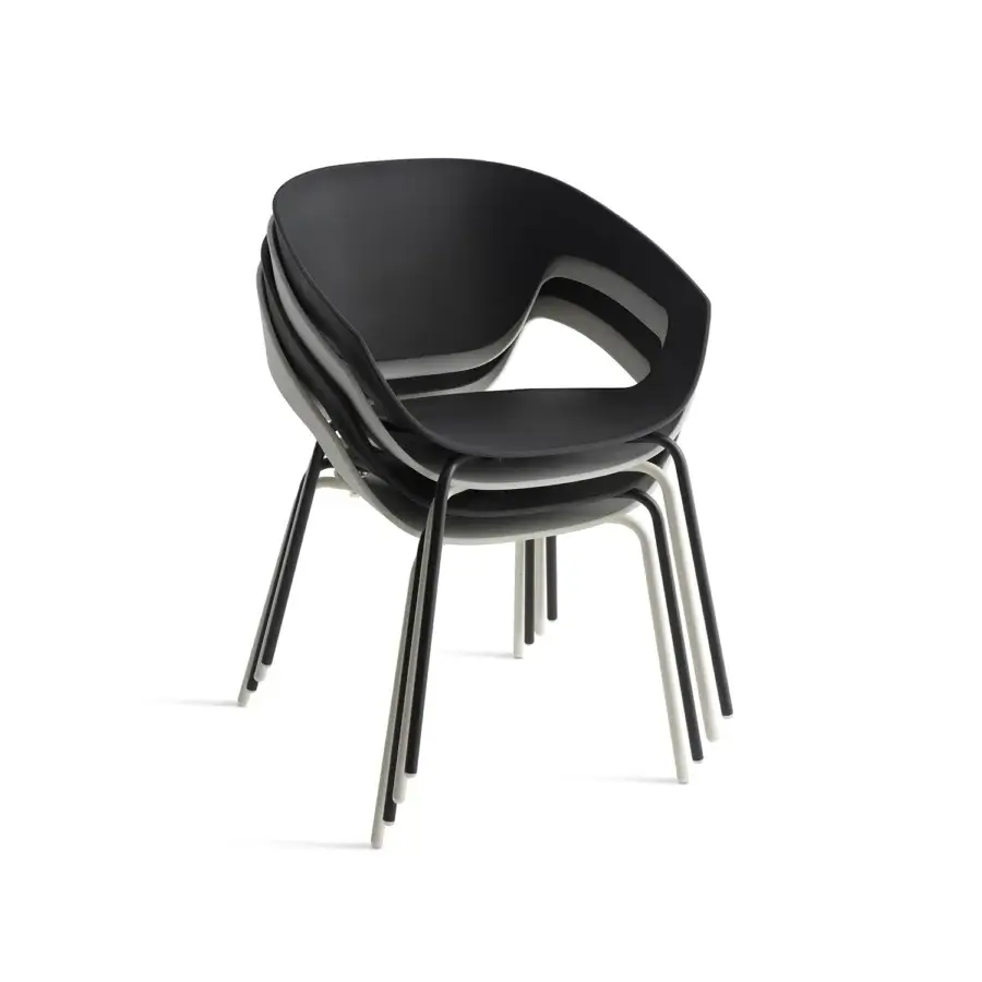Distinguished Casamania Vad armchair in black reinforced polypropylene with matte finish and slender metal legs