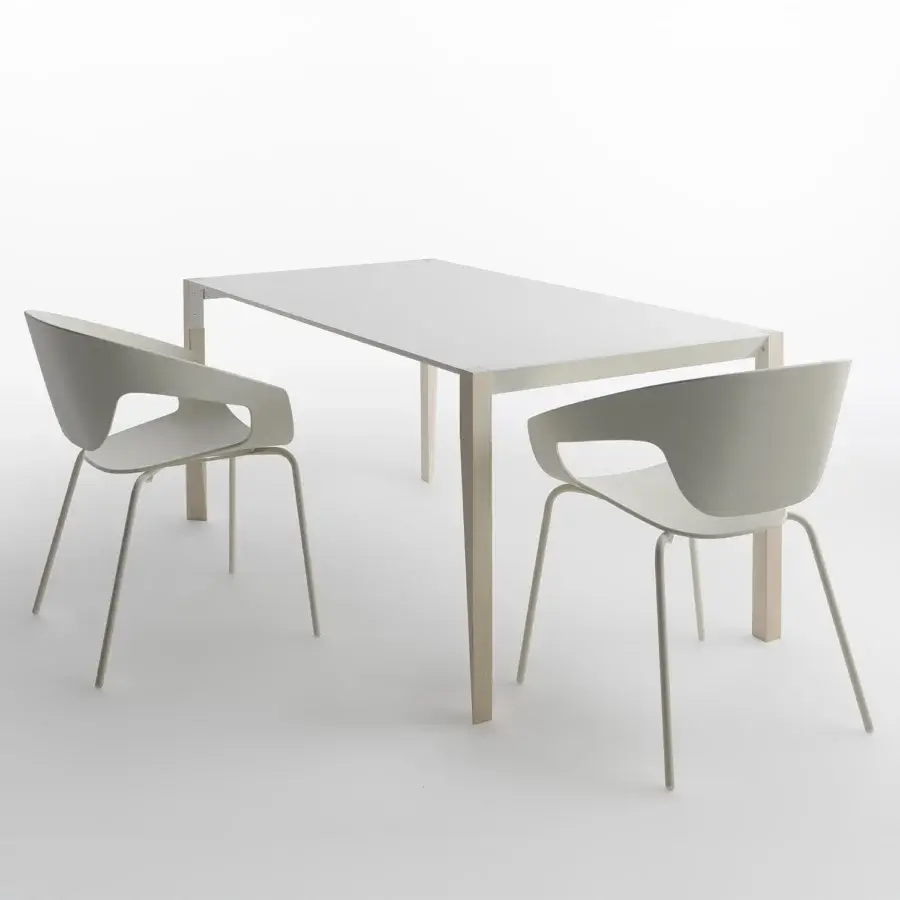 Distinguished Casamania Vad armchair with curved matte light gray polypropylene seat and slender metal legs