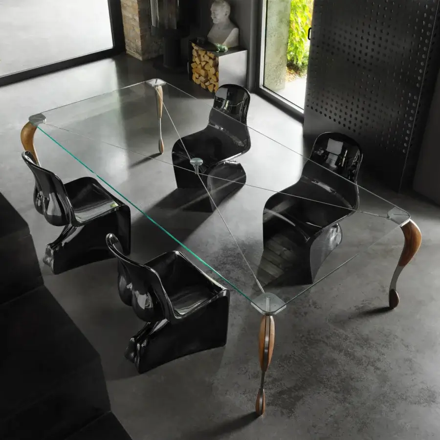 Captivating Casamania Him & Her chair crafted in glossy black rotationally molded polyethylene with continuous curves