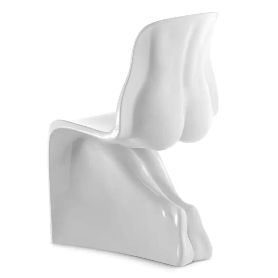 Exceptional Casamania Him & Her chair sculpted from glossy white rotationally mass-dyed molded polyethylene
