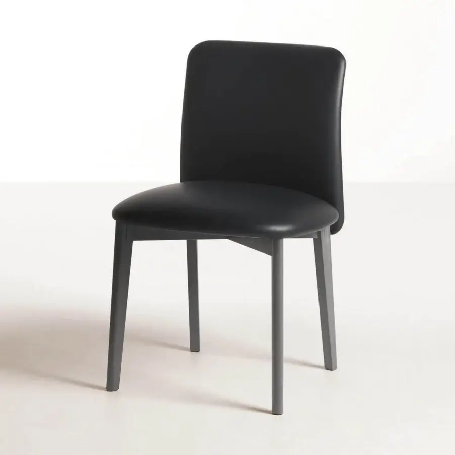Distinctive Frag Siloe chair with inviting seat and cross-legged frame in dark gray with matte coating crafted in Italy