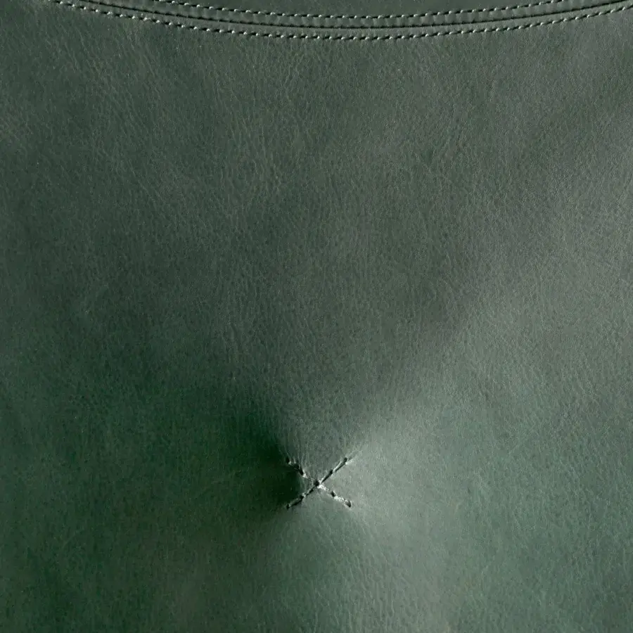 Lavish Borzalino Mia lounge chair with dark green leather upholstery and powder coated metal base