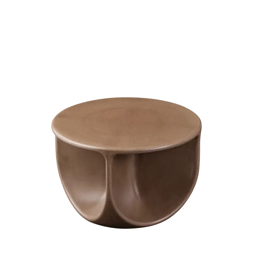 Distinguished Miniforms Pinto coffee table with a medium brown textured composite material evoking Venetian elegance