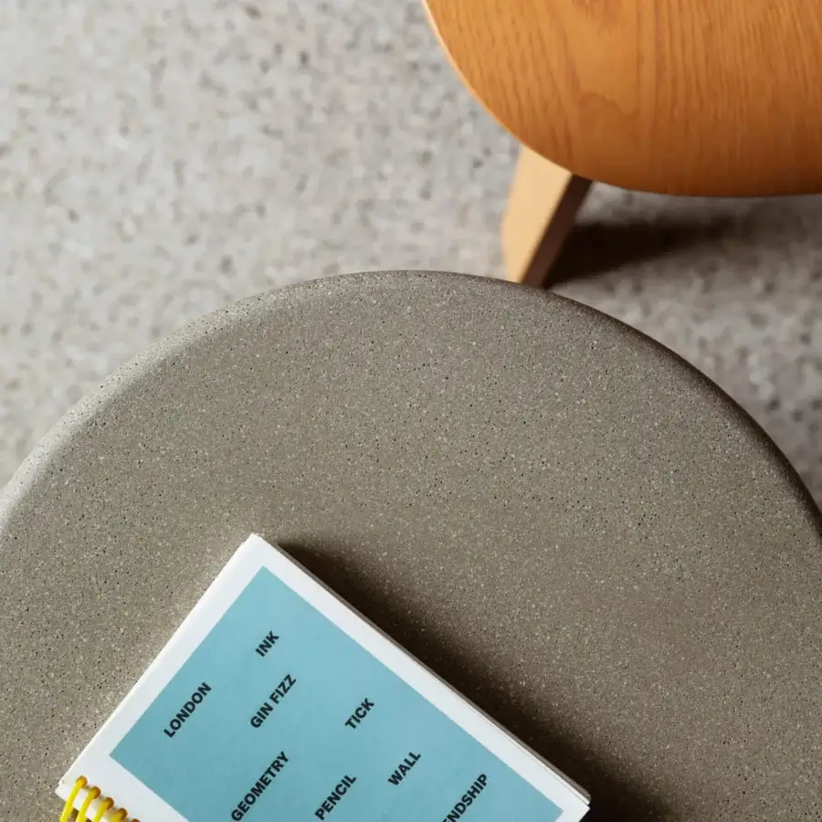 Elegant Miniforms Pinto side table in medium gray composite with a smooth matte finish