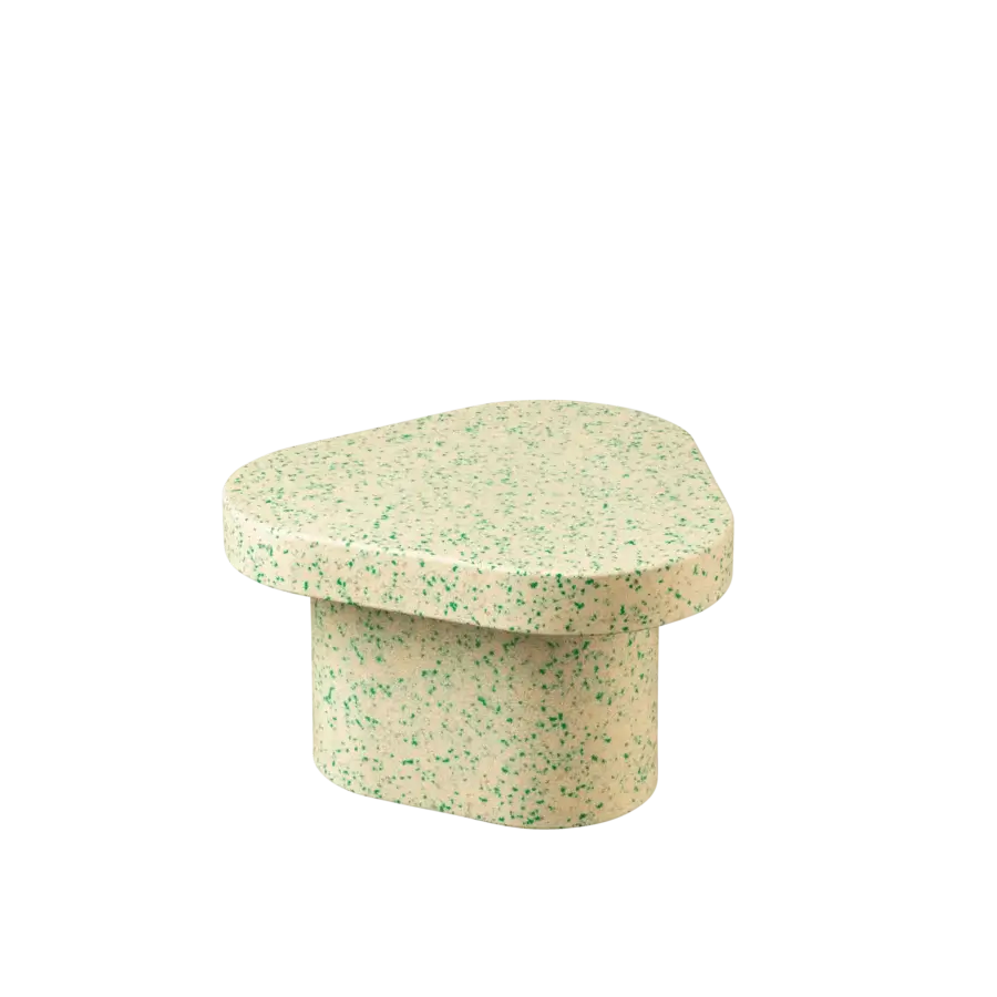 Exceptional Miniforms Superpop coffee table crafted in light beige and green recycled polyethylene with speckled finish